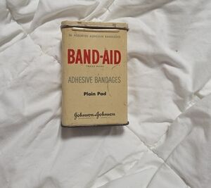 1950's Band-Aid Adhesive Bandages Tin — Cream and Red